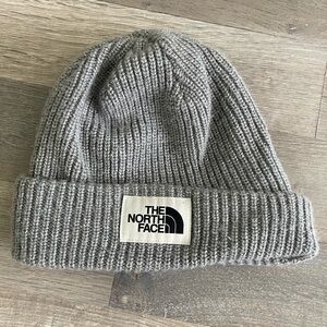 The North Face Light Gray Ribbed Cuffed Beanie